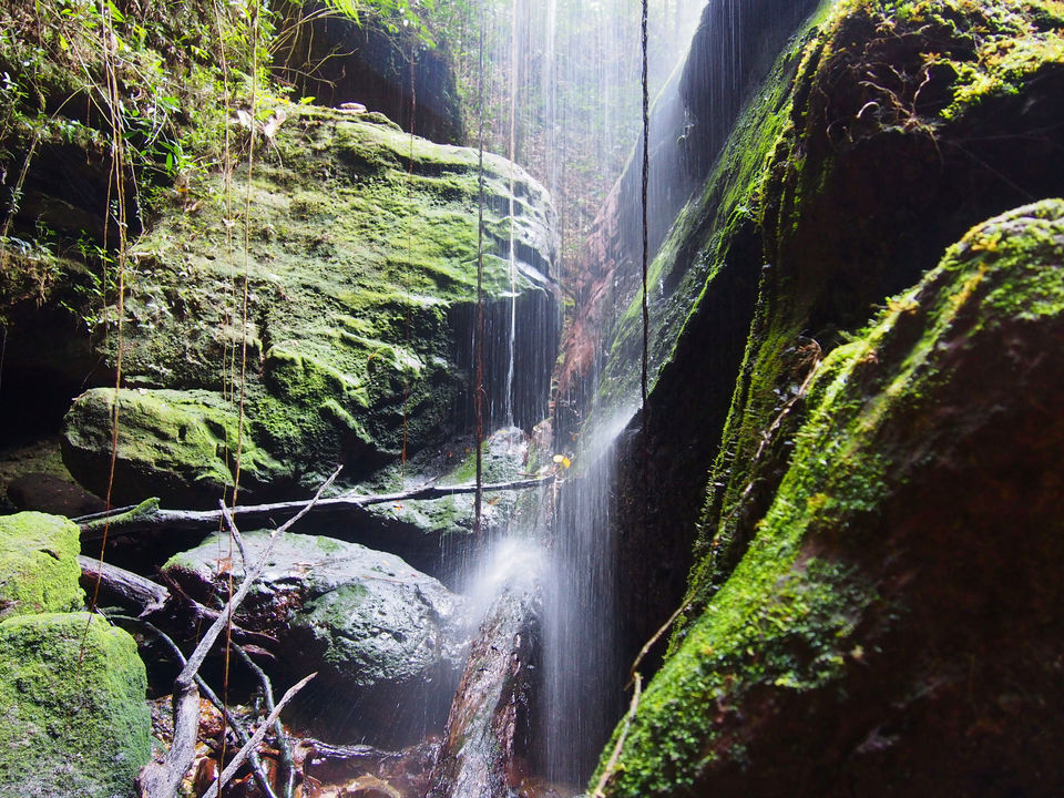 Verkoelende waterval in de Harauvallei op Sumatra, Indonesië