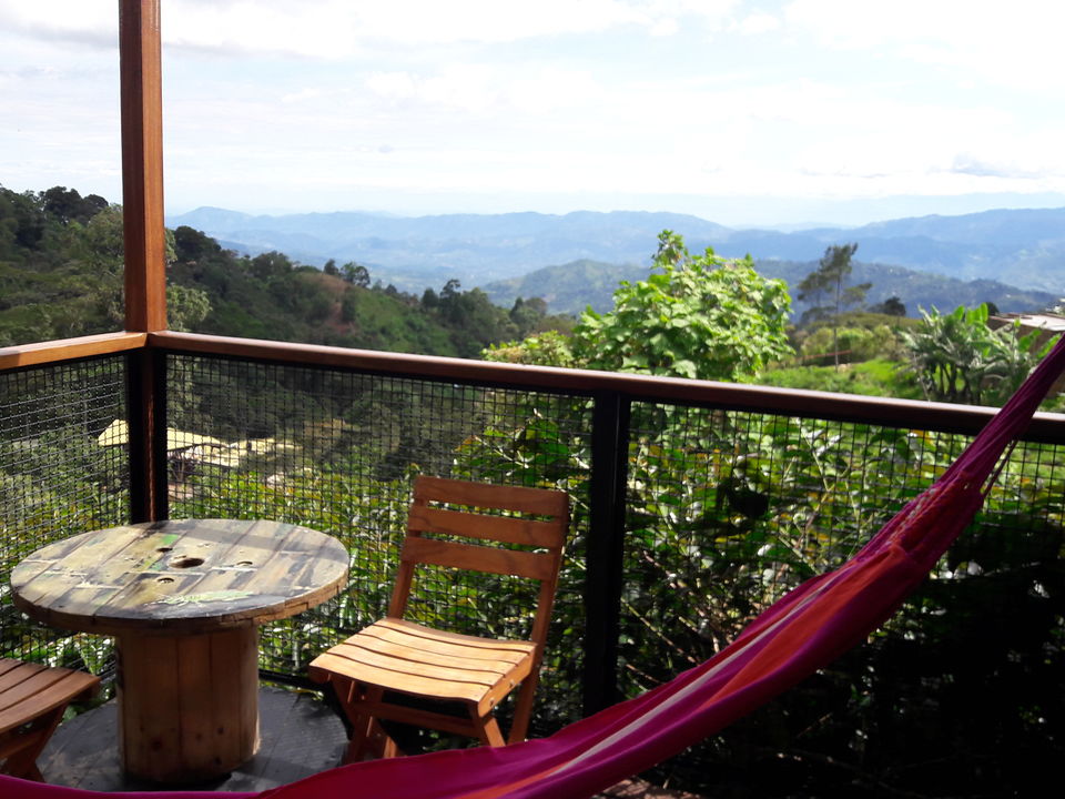 De groene omgeving vanaf de koffiefarm nabij Bogota