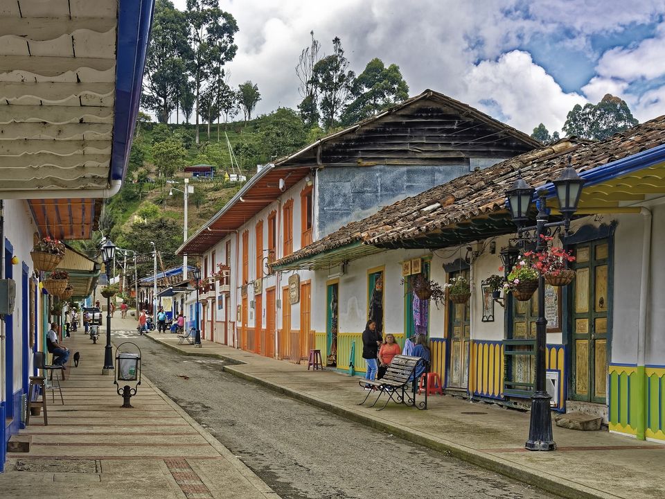 Gekleurde huisjes in Salento Colombia