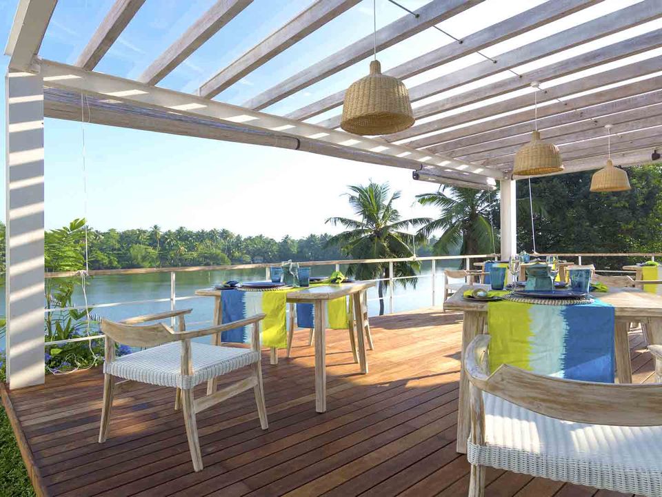 Het restaurant aan het meer bij 33Lake Terrace, Sri Lanka