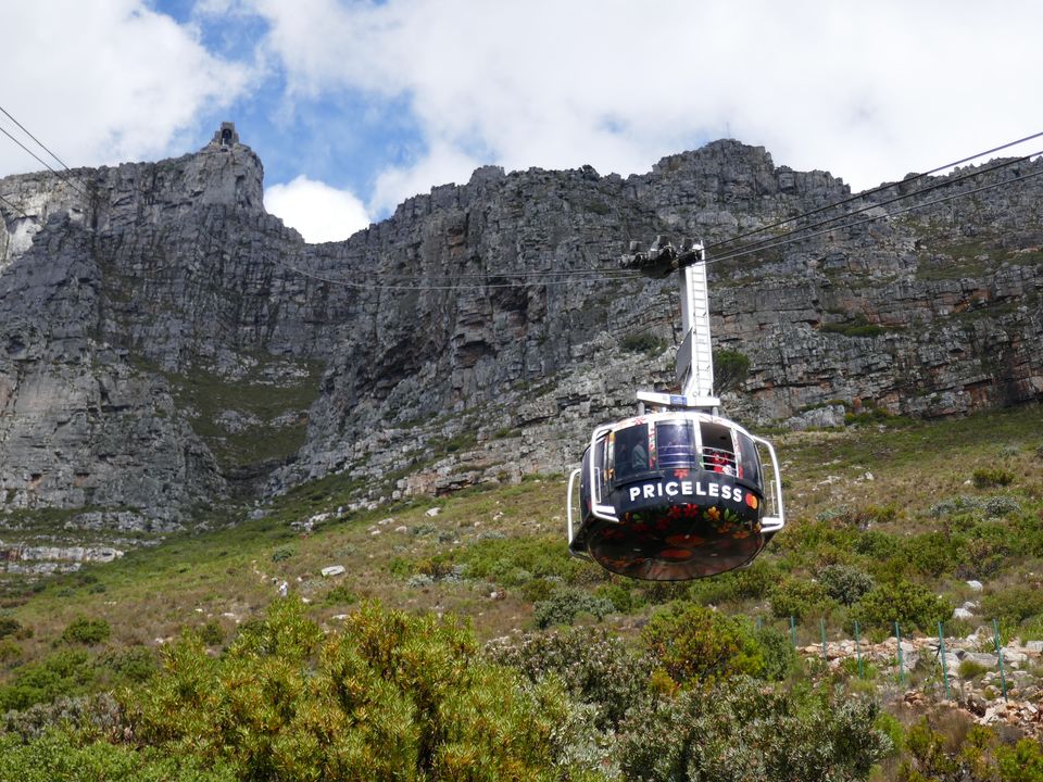 Met de kabelbaan naar de Tafelberg, Zuid-Afrika