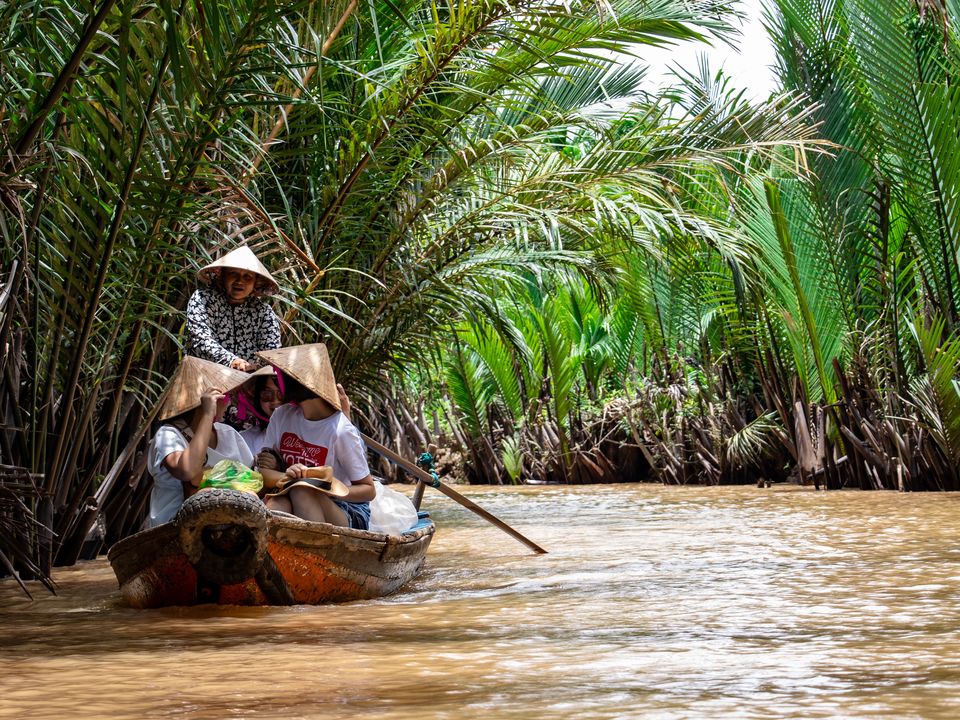 Met een bootje door de Mekong Delta, Vietnam