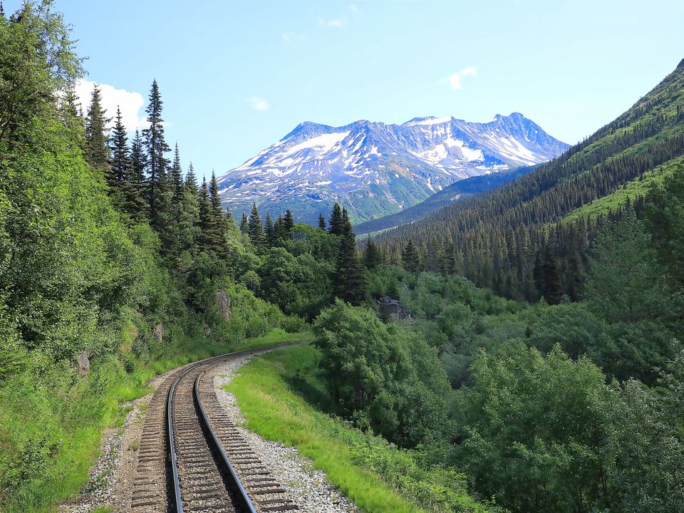 Treinrit over de White Pass, Skagway, Amerika