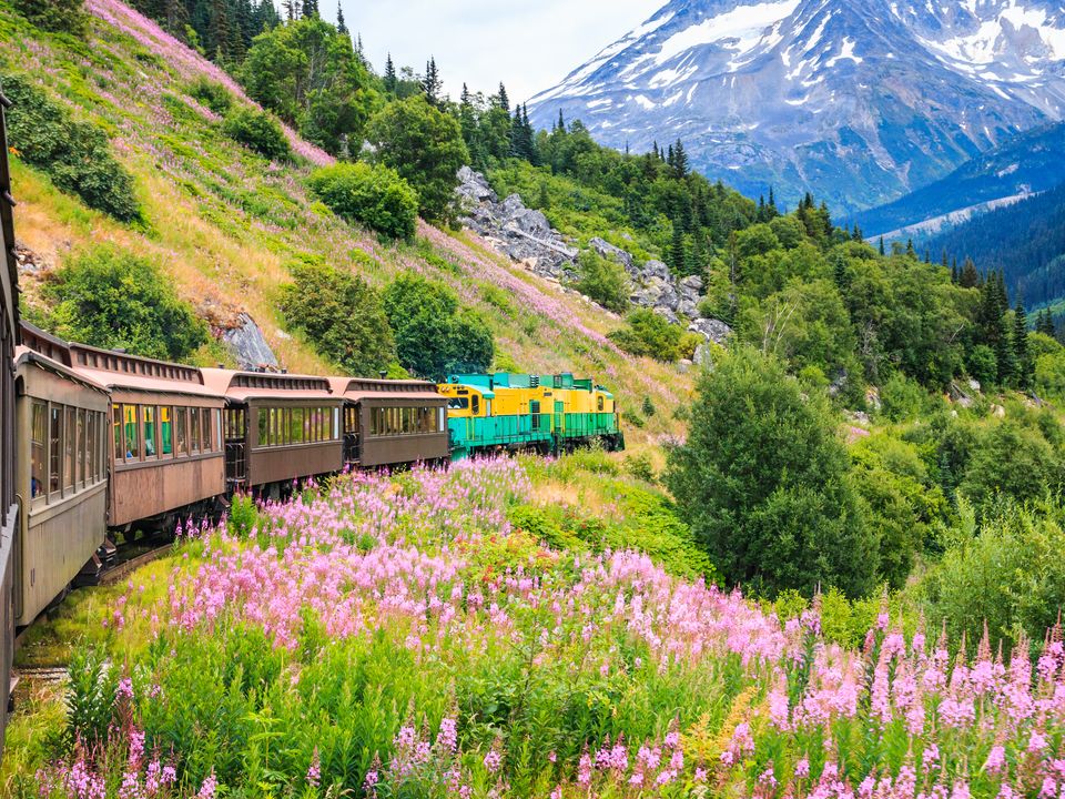 Treinreis bij Skagway, Alaska, Amerika