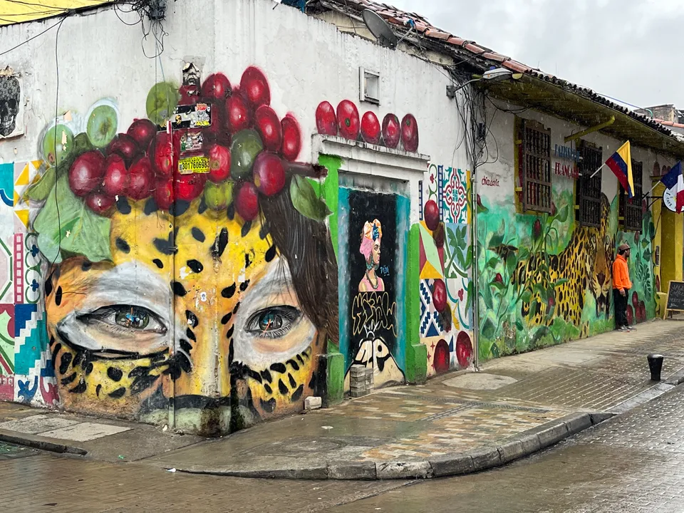 Mooie muurschilderen in Bogota, Colombia