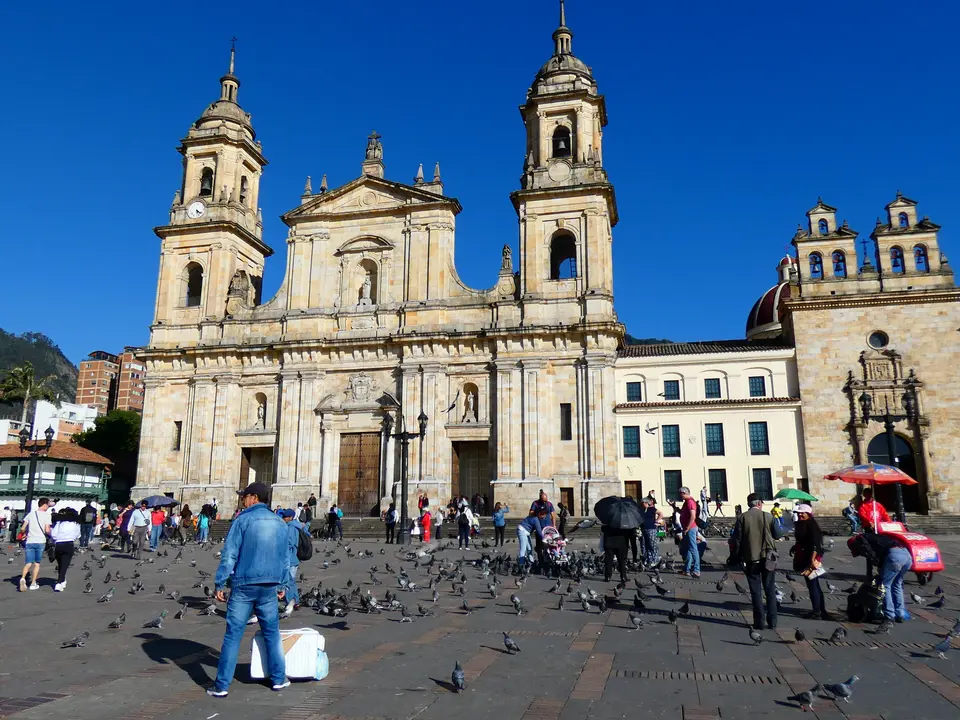 De kathedraal op het Plaza de Bolivar in Bogota