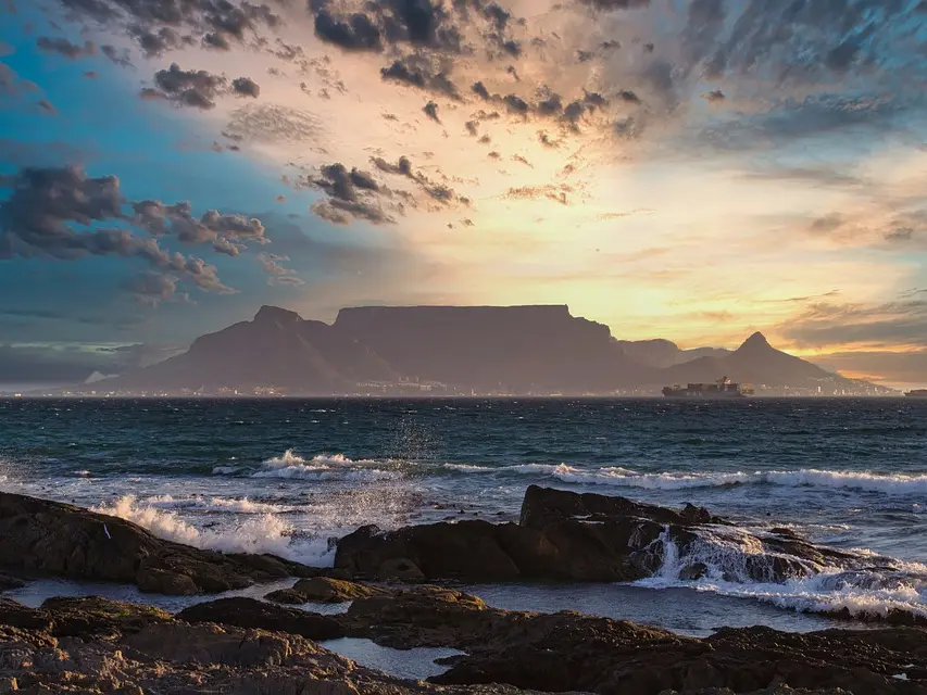 Kaapstad Tafelberg bij zonsondergang