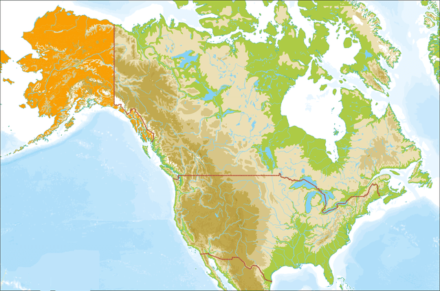Landkaart van regio Alaska Amerika