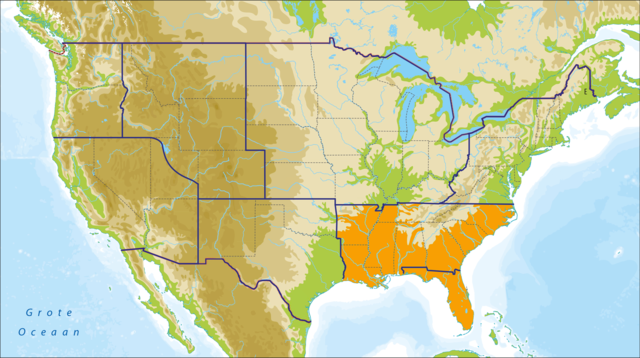 Landkaart van regio Florida Zuidoost Amerika