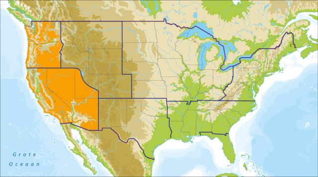 Landkaart van regio West-Amerika