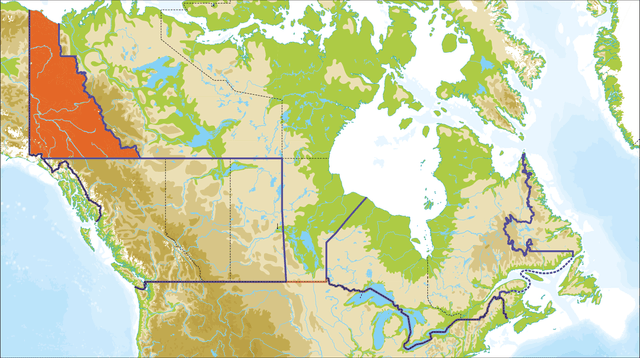 Landkaart van regio Yukon Canada