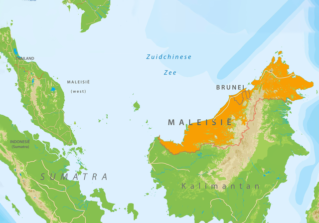 Landkaart van regio Borneo