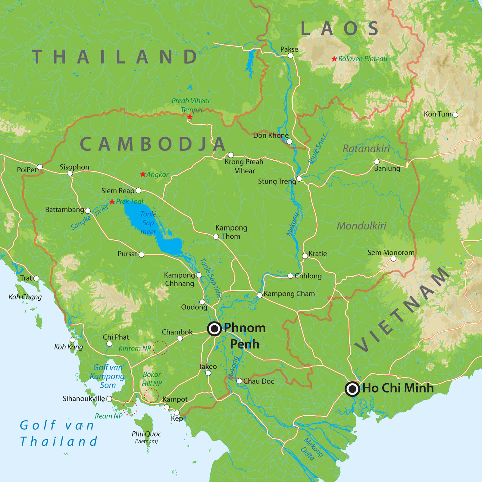 Kaart van Cambodja Kaart van Cambodja