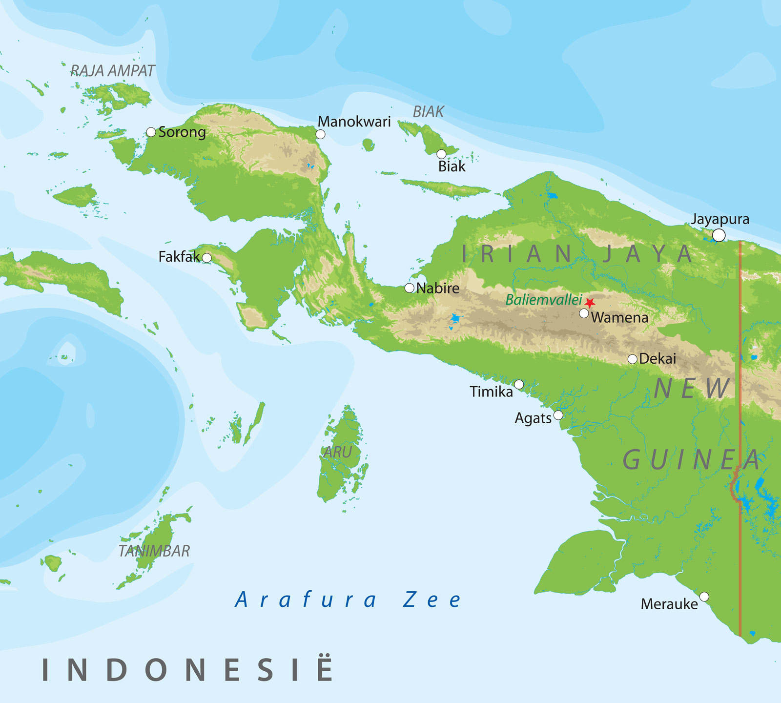 Kaart van Irian Jaya - Papoea, Indonesië