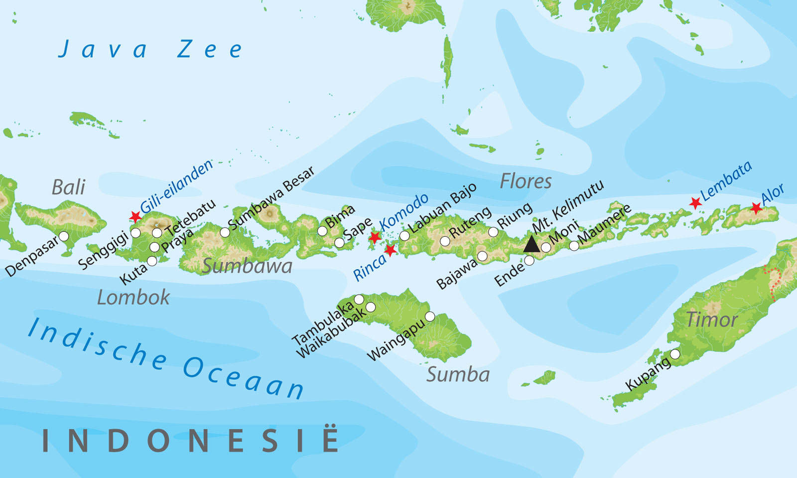 Kaart van de Kleine Sunda Eilanden, Indonesië