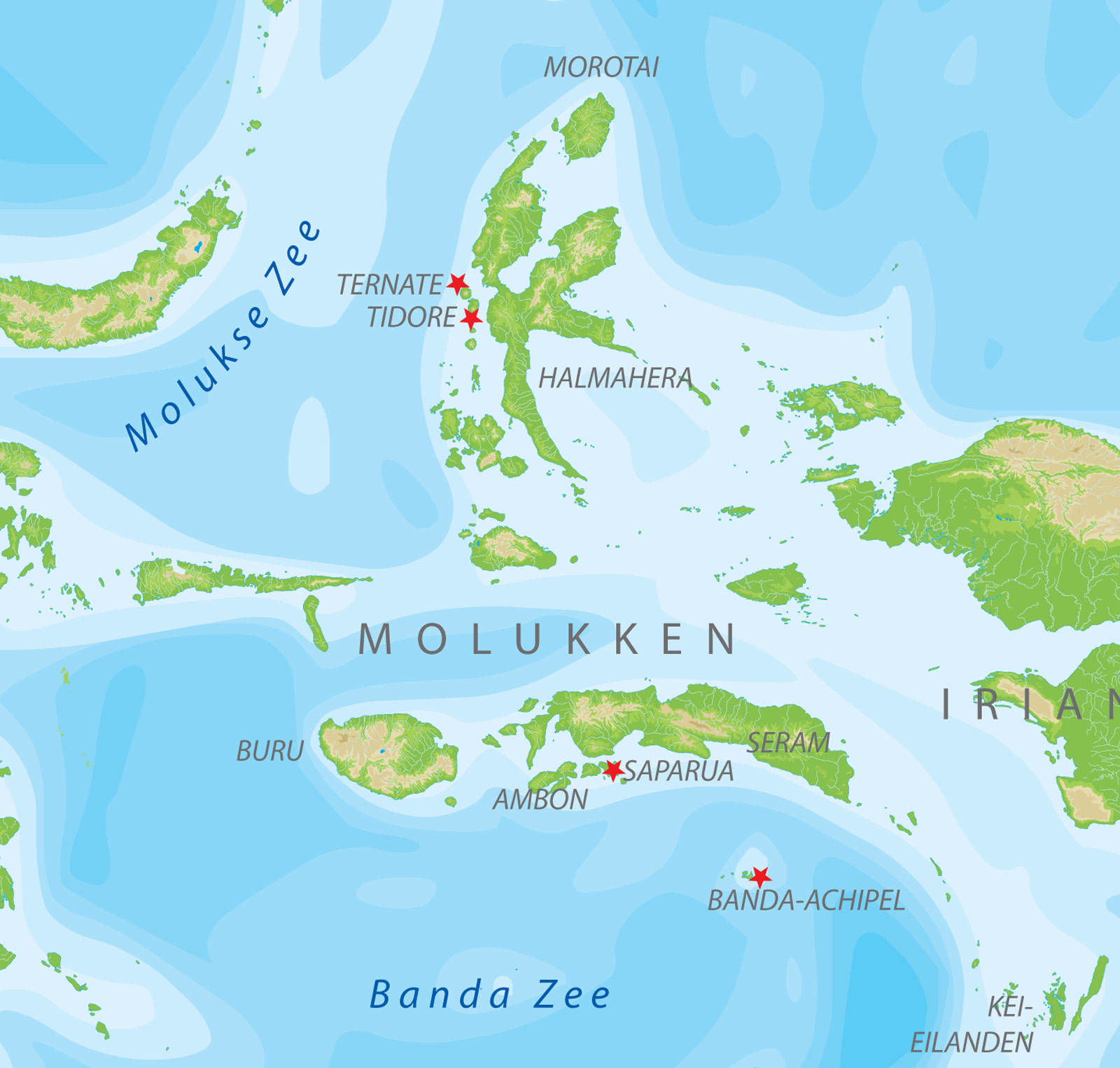 Kaart van de Molukken, Indonesië
