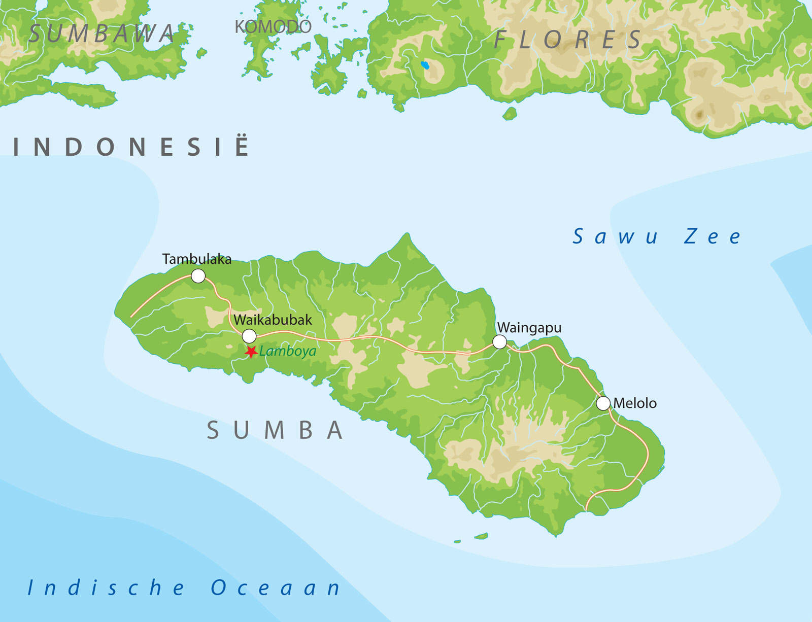 Kaart van Sumba, Indonesië