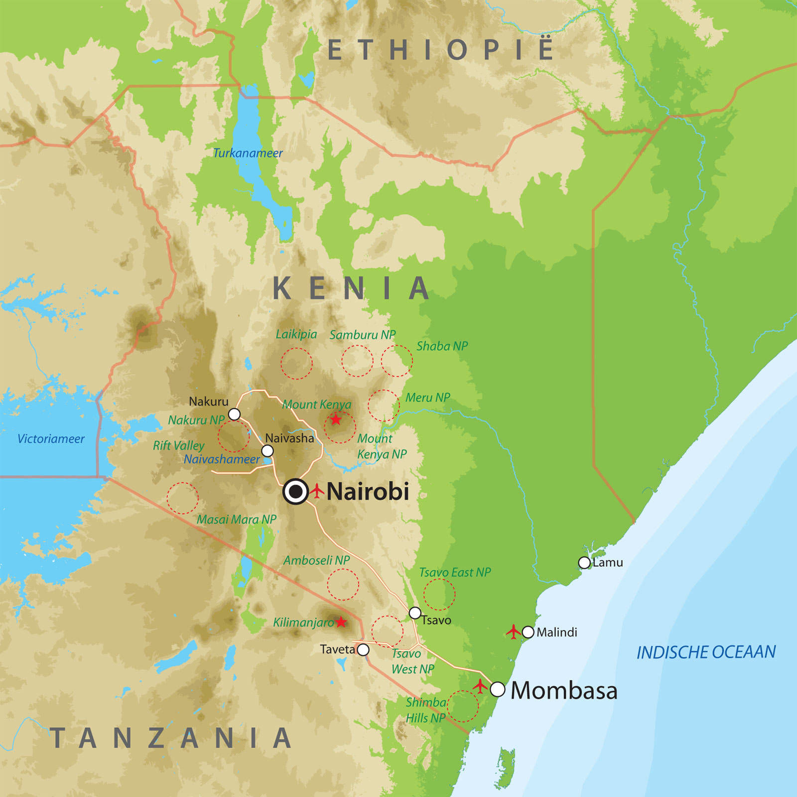 Landkaart van Kenia Landkaart van Kenia