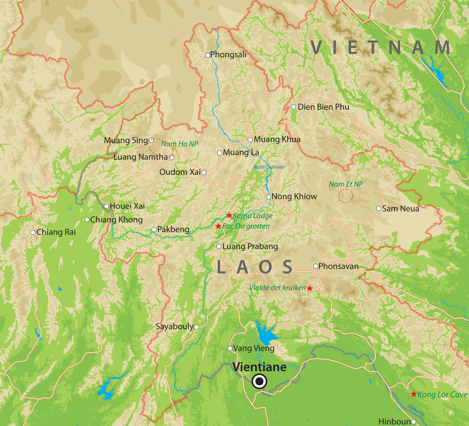 Kaart van Noord-Laos