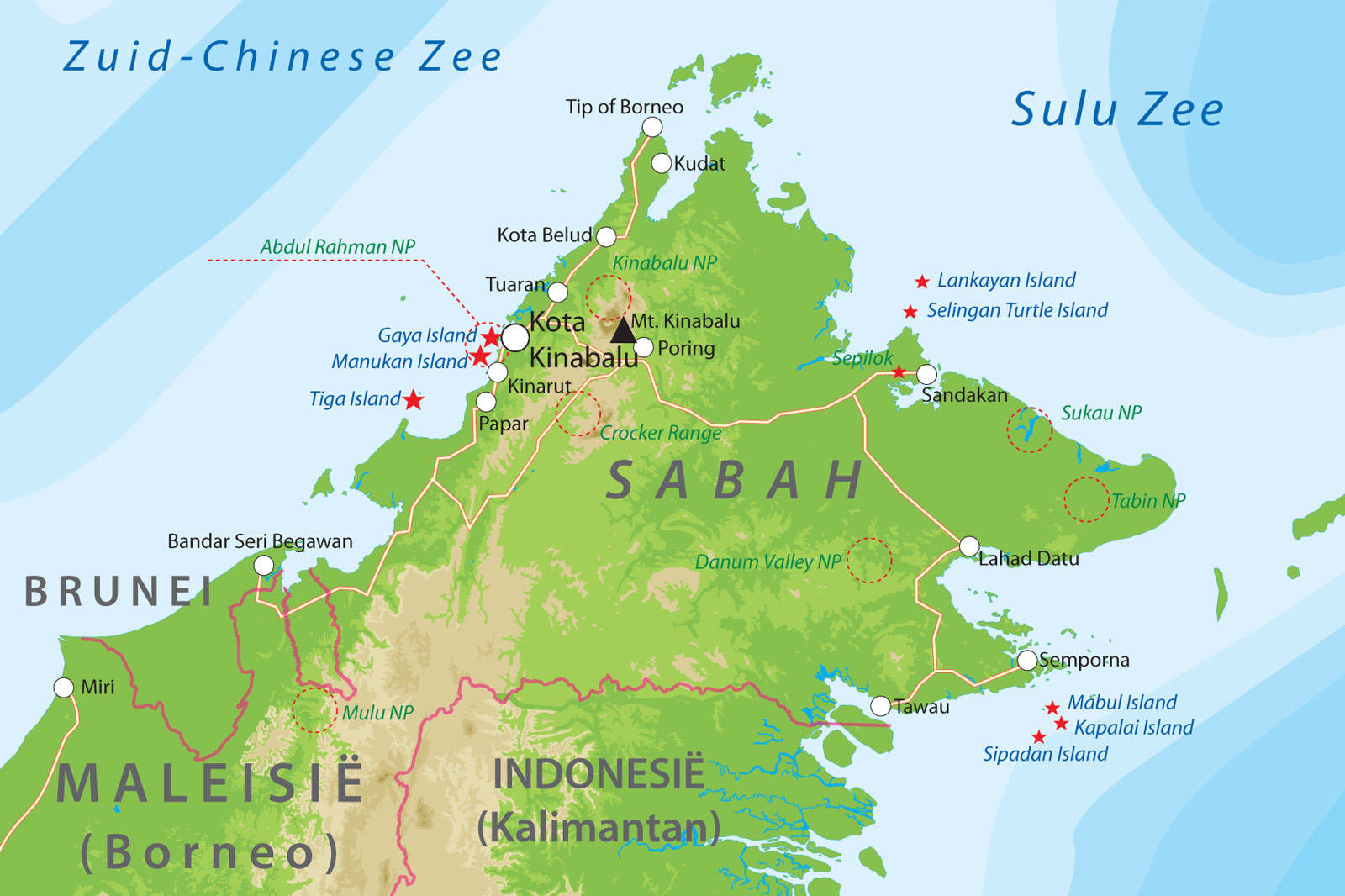 Kaart van Sabah, Maleisisch Borneo