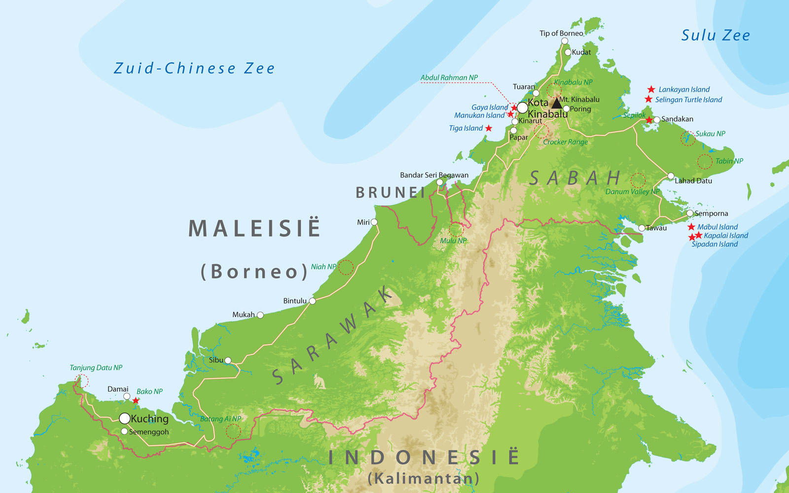 Kaart van Maleisisch Borneo