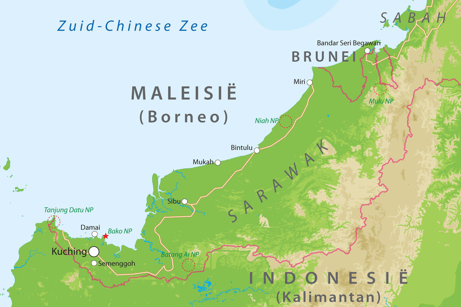 Kaart van Sarawak, Maleisisch Borneo
