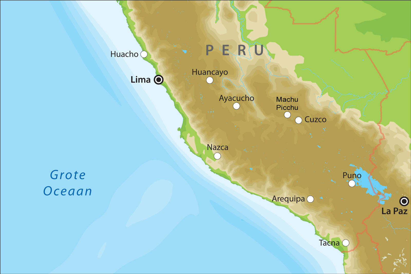 Kaart van Peru Kaart van Peru