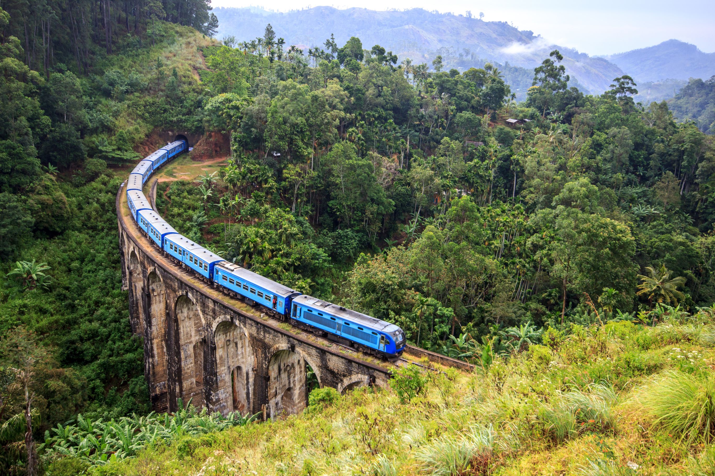 Sri Lanka -- Ella Nine Arch Bridge, tea country and hill-country scenery
