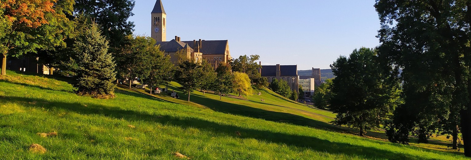 Het plaatsje Ithaca gelegen in de heuvellanden van Amerika