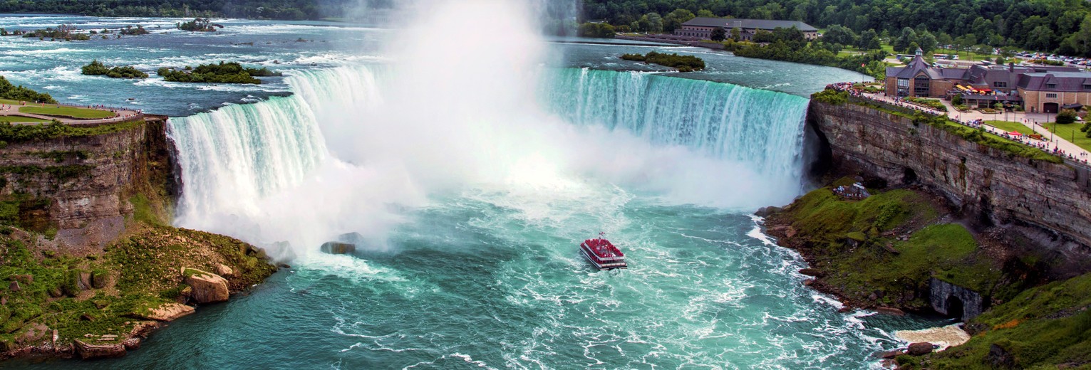 Uitzicht vanuit de helikopter op de Niagara Falls, Canada