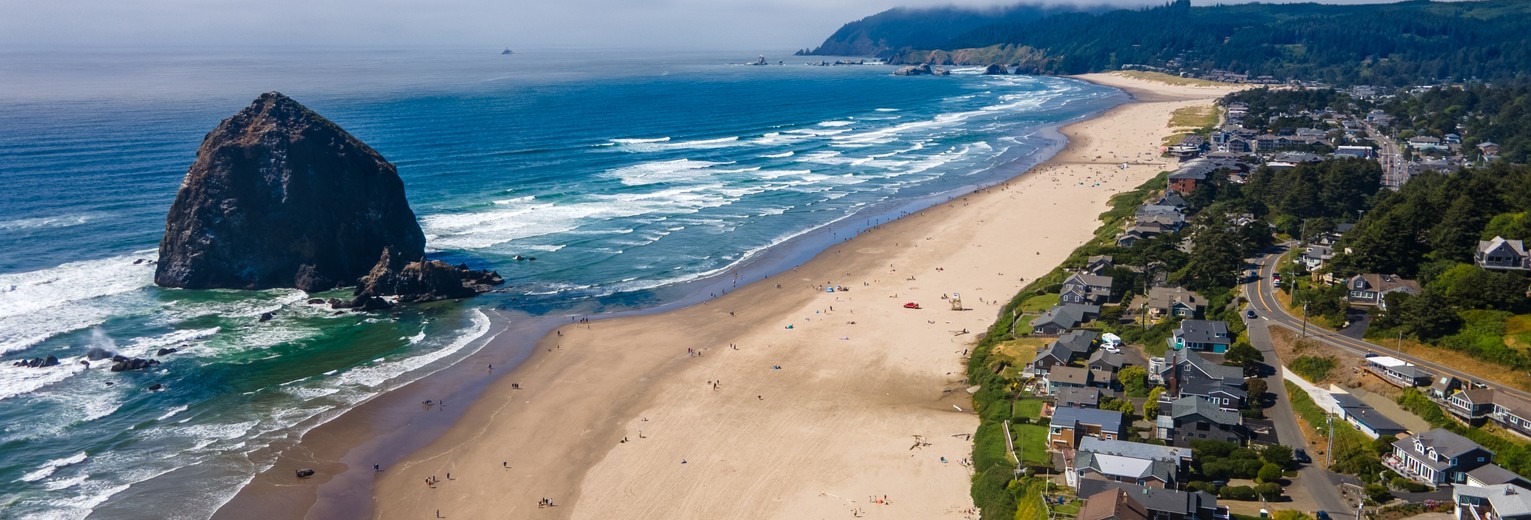 Uitzicht over de Oregon Coast bij Ocean Shores, USA
