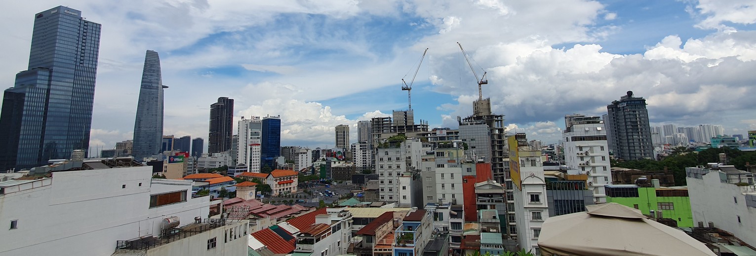 Uitzicht op de grote stad Ho Chi Minh in Vietnam.