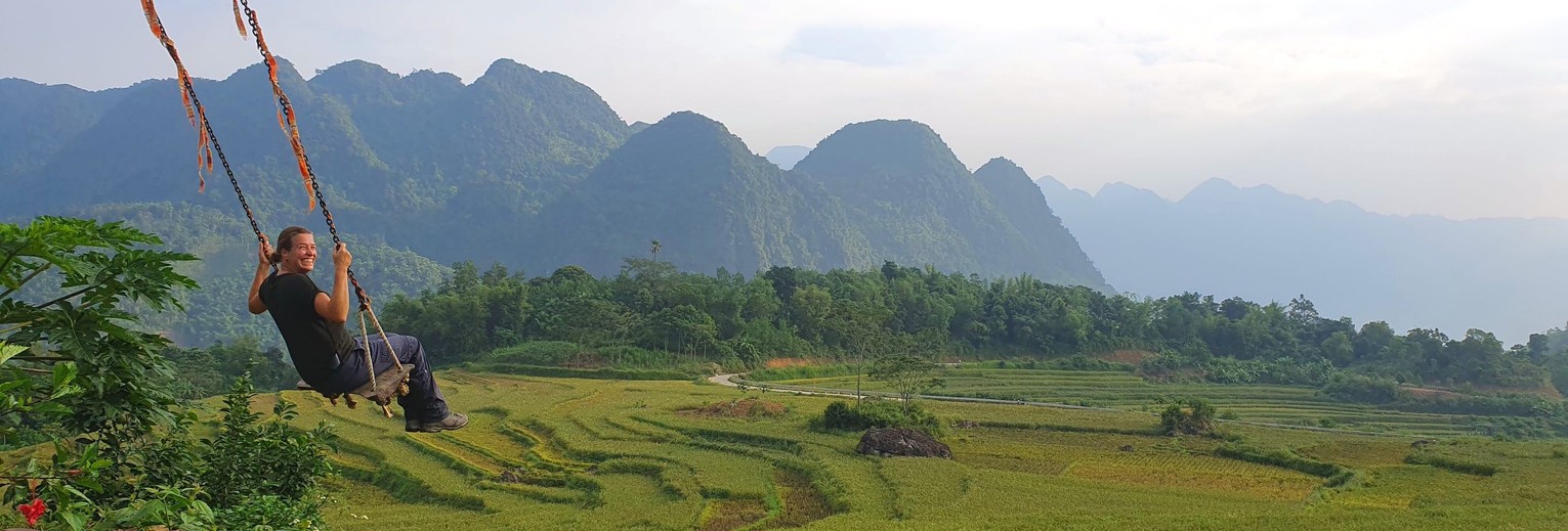 Schommelen bij Pu Long in Vietnam