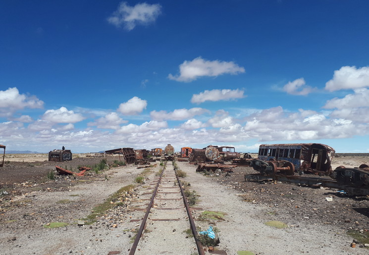 Het treinkerkhof bij Uyuni Het treinkerkhof bij Uyuni