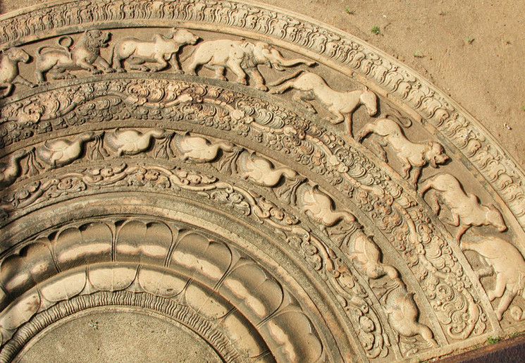 Mooie details in tempels Anuradhapura, Sri Lanka