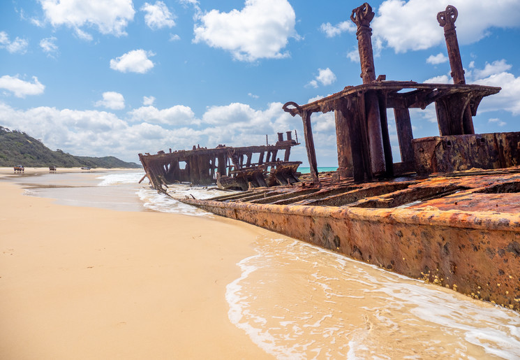 Een scheepswrak op Fraser Island