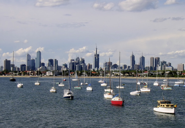 De skyline van Melbourne