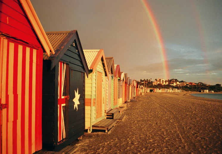 Zonsondergang vanaf het strand, Australië