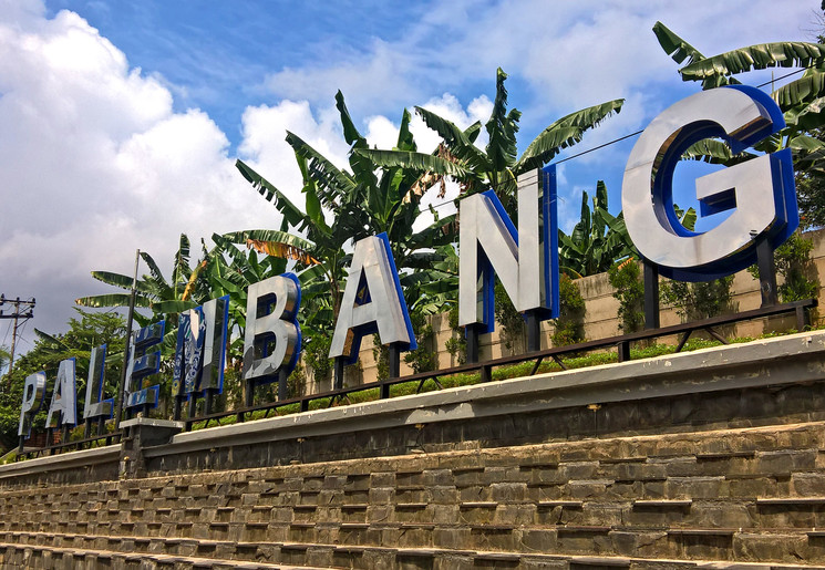 Naambord van de plaats Palembang, Zuid-Sumatra