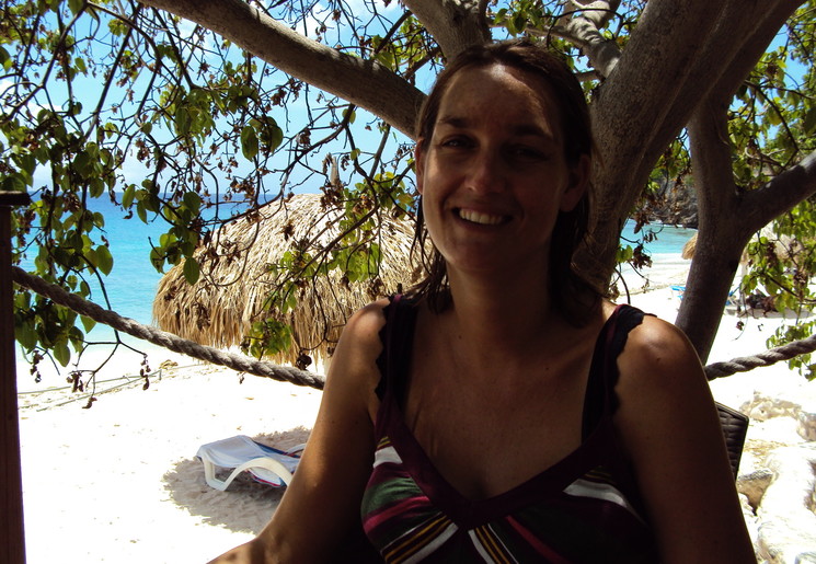 Evelyn op het strand