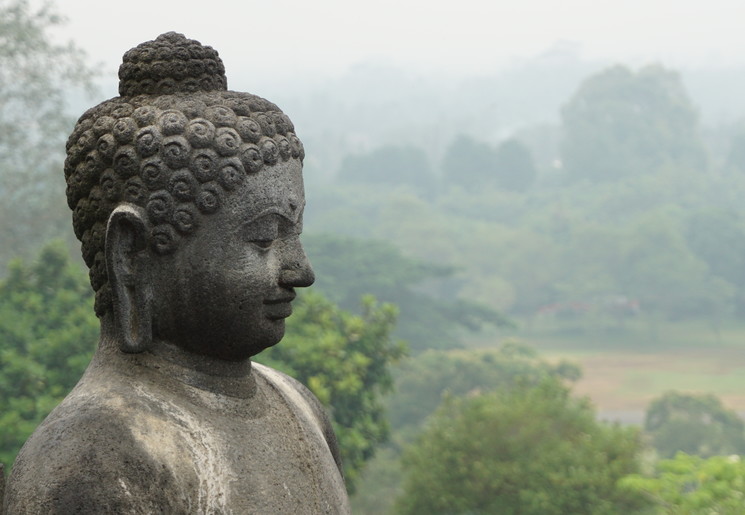 Buddha beelden bij de Borobudur, Java, Indonesie