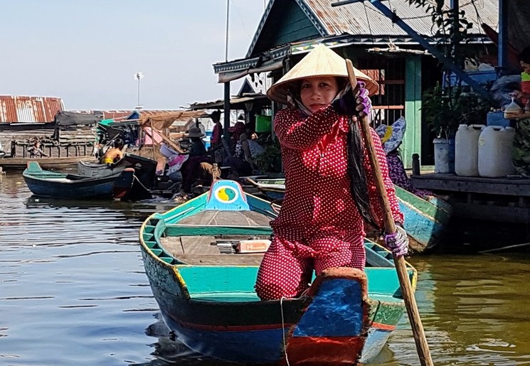 Floating villages van de locals in Cambodja