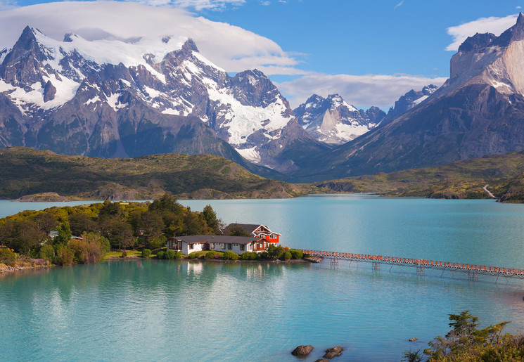 Meer en bergen in Torres del Paine, Chili
