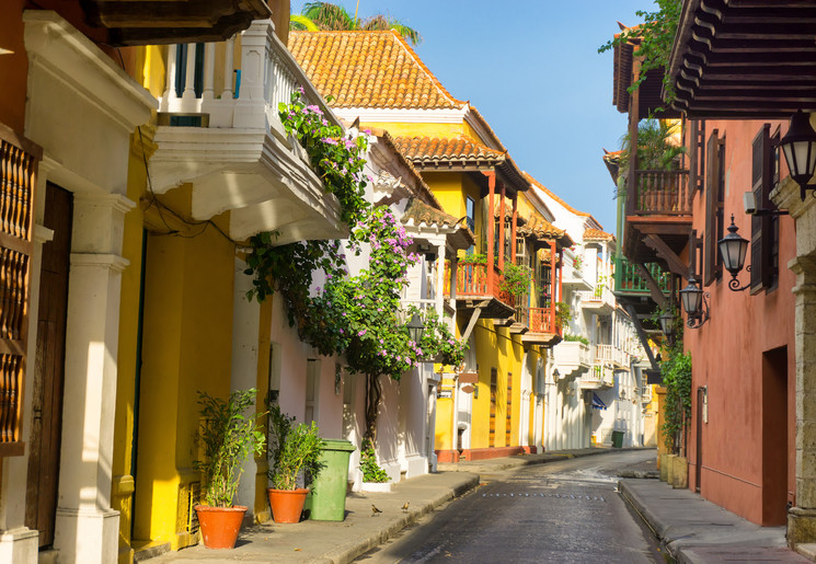 Gezellige gekleurde straatjes in Cartagena Gezellige gekleurde straatjes in Cartagena