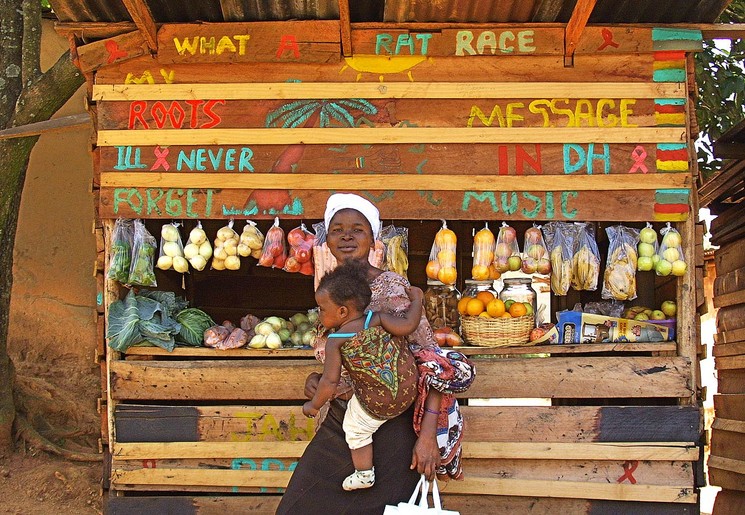 Lokale bevolking in de Ezulwini vallei in Swaziland