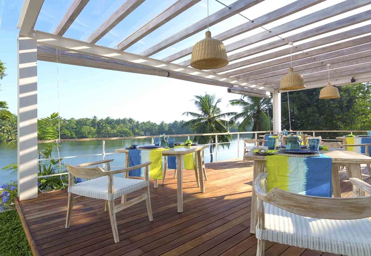 Het restaurant aan het meer bij 33Lake Terrace, Sri Lanka