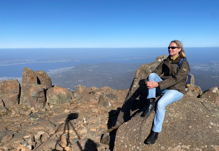 Uitzicht over Hobart vanaf Mount Wellington, Hobart, Australië
