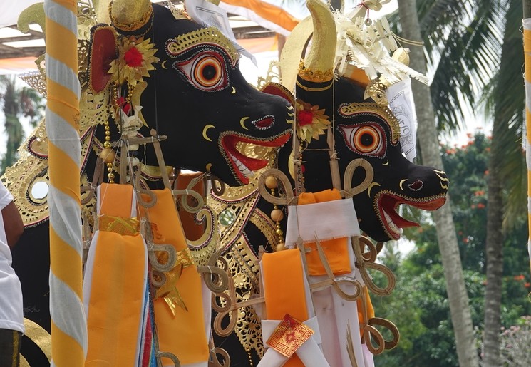 Tijdens een crematie in Ubud.