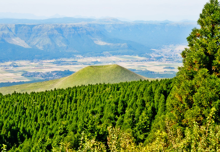 Uitzicht Mount Aso, Japan