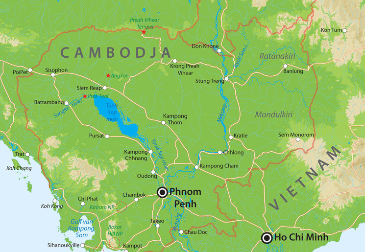 Kaart van Cambodja